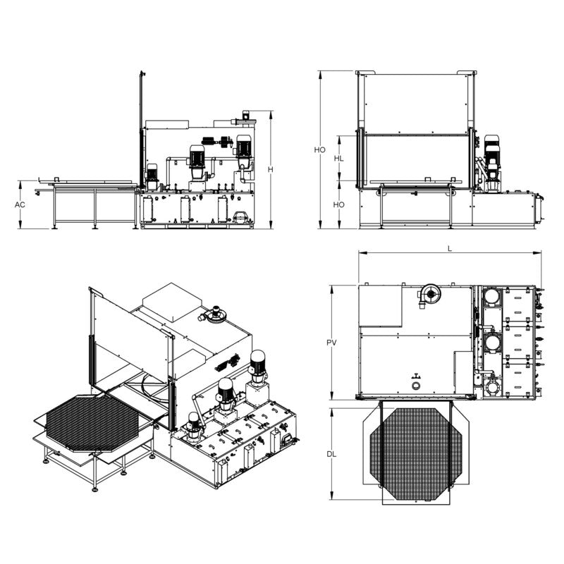 ROBUR 3B Rotating basket metal parts washer with three treatment baths for very large volume and heavy parts