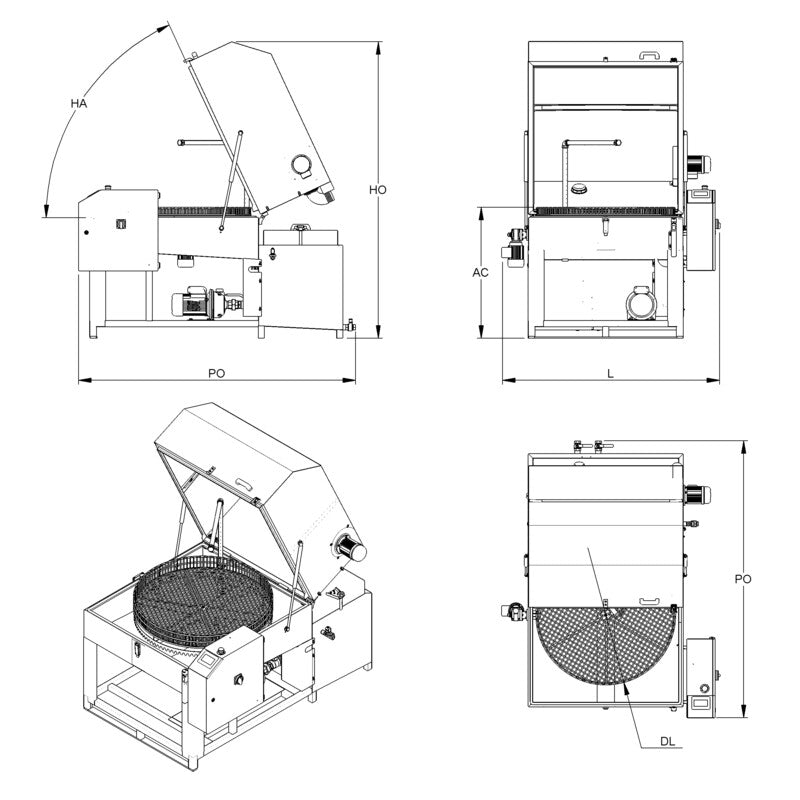 UNIX Rotating basket metal parts washer with liquid decantation system