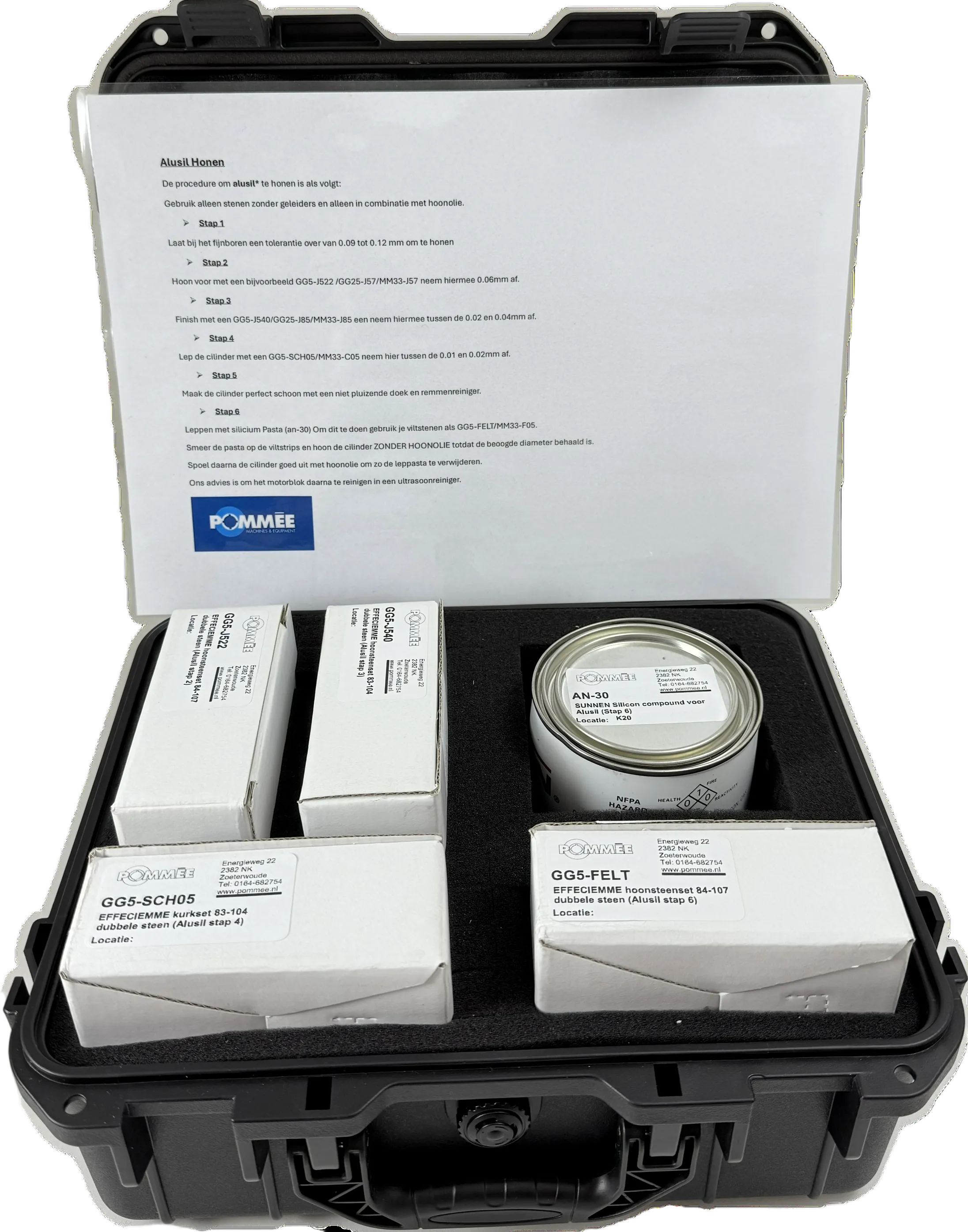 COMPLETE KIT FOR HONING ALUSIL CYLINDERS