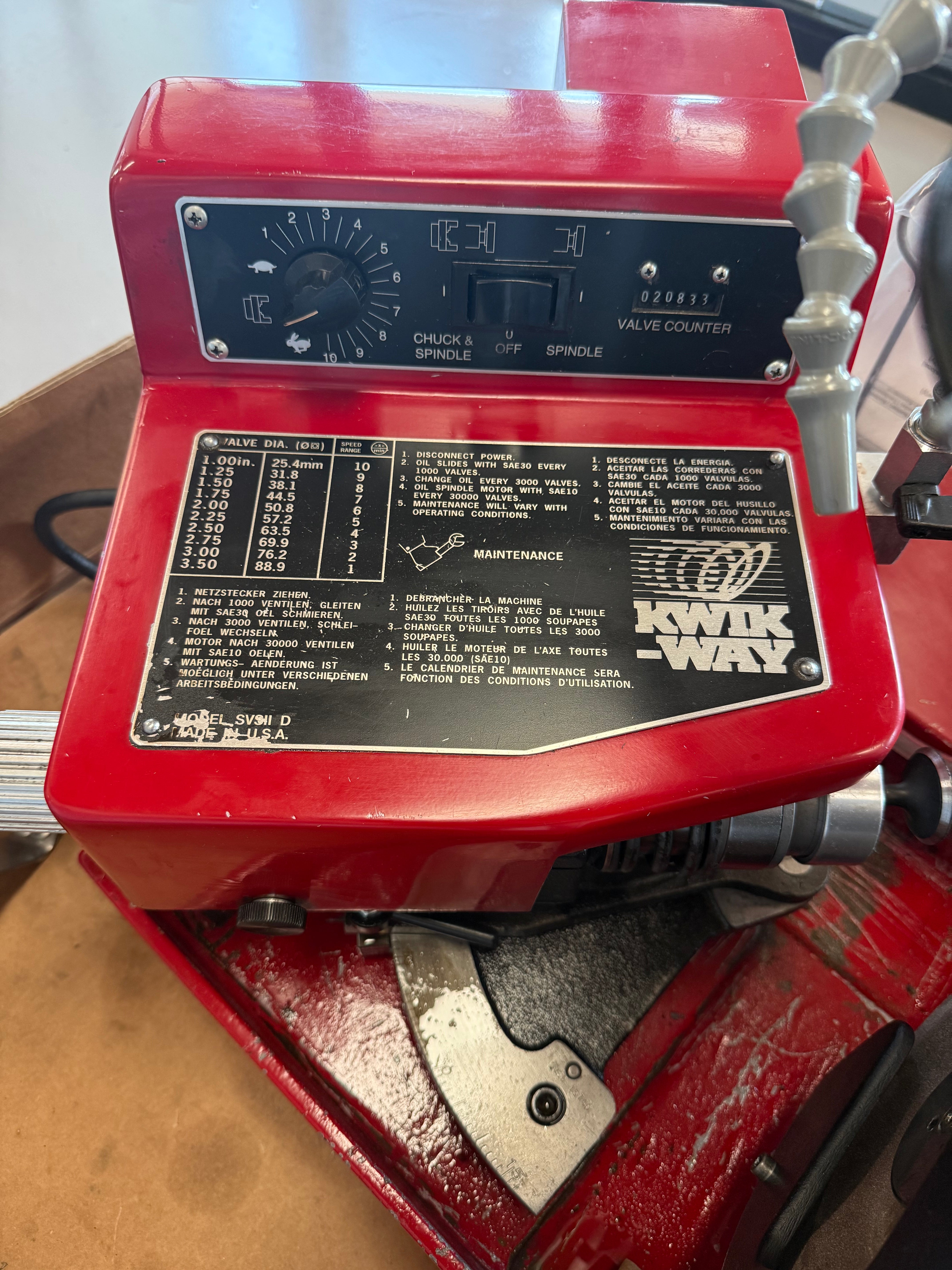 KWIK-WAY Valve Refacing Machine
