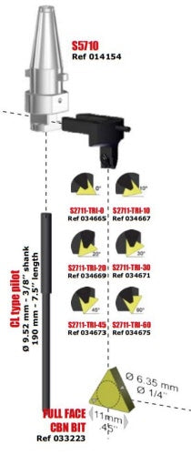 SERDI tip holder 2711 ISO 6.35 45* for diam. 35-70mm