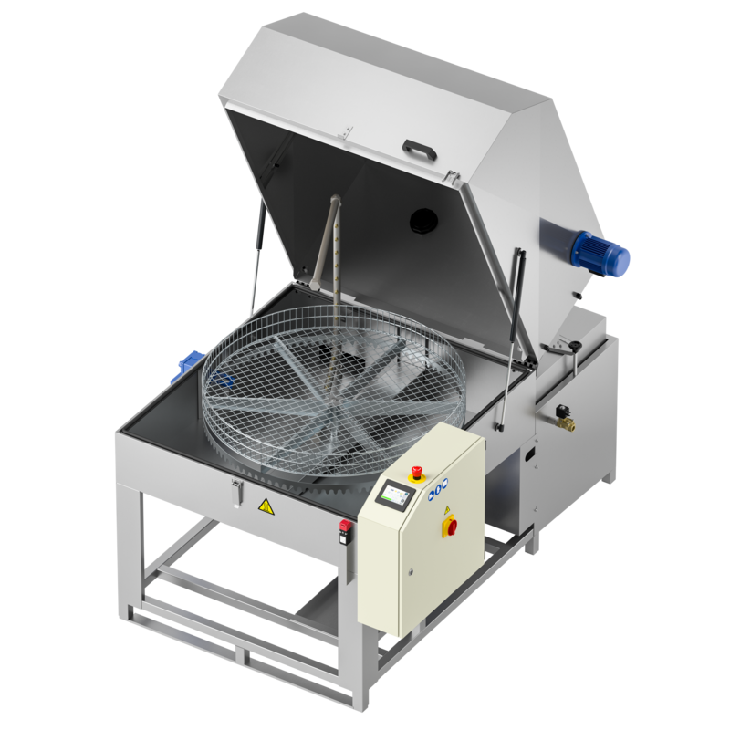 UNIX Rotating basket metal parts washer with liquid decantation system