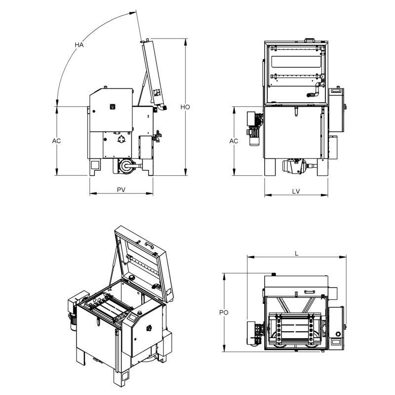 TEKNOX TWISTER Parts washer of pieces placed in a box, rotation along a horizontal axis