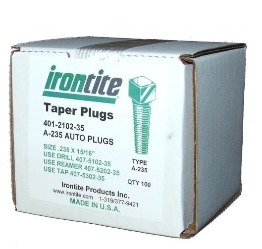 IRONTITE Taper Plug A-235  .235x15/16" - doos 100 stuks