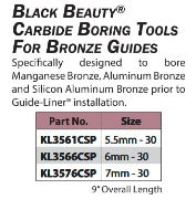 K-Line Carbide Boring Reamers/Tools for Bronze Bullets System