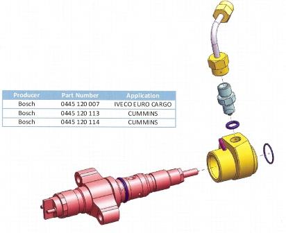 MAKTEST Adaptor set IVECO - CUMMINS (0445 120 007 / 0445 120 113 / 0445 120 114)