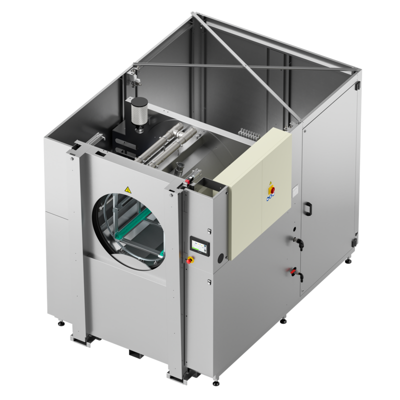 ROTOR 2B Automatic spray and hydrokinetic immersion parts washer with rotation on horizontal axis, with double tank