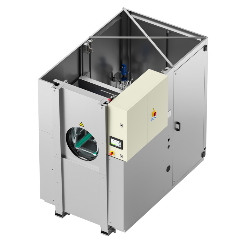 ROTOR 1B Automatic spray and hydrokinetic immersion parts washer with rotation on horizontal axis